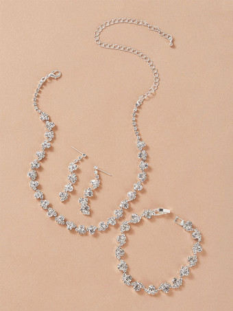 blanc Ensemble de bijoux de mariage 3 pièces Cadeau de Saint Valentin