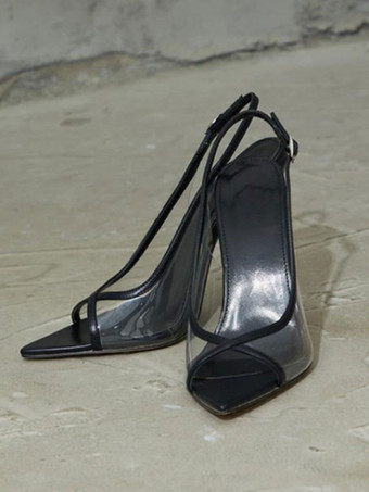 レディースヒールスチレットヒールポインテッドトゥPUレザーフレッシュカラースリングバックヒール