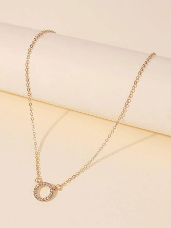 ネックレスブロンドメタリックメタルの詳細ラインストーンの女性のジュエリー