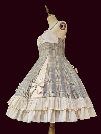 ロリータJSKドレスキャメルボウノースリーブポリエステルロリータジャンパースカート クラシック