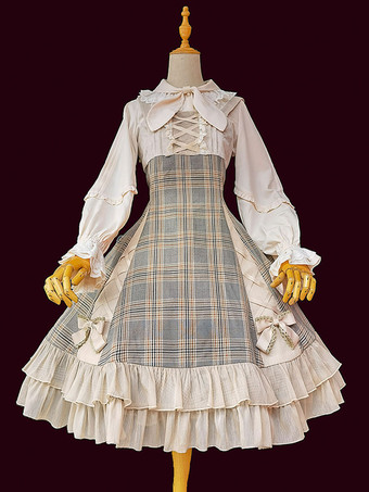 ロリータJSKドレスキャメルボウノースリーブポリエステルロリータジャンパースカート クラシック