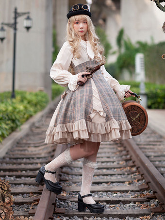 ロリータJSKドレスキャメルボウノースリーブポリエステルロリータジャンパースカート クラシック