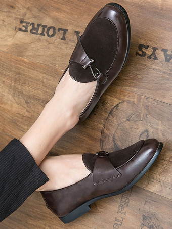 メンズ モンクローファー プロムパーティー ウェディングシューズ スリッポン メタルディテール ラウンドトゥ ブルーローファー プロムパーティー ウェディングシューズ