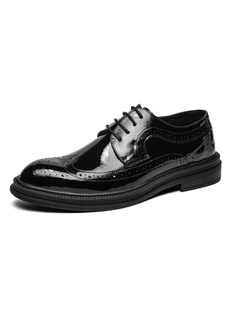 Black Wedding Dress Derby Formal Shoes For Men Round Toe Strap Adjustable Lace Up White Derby Shoes