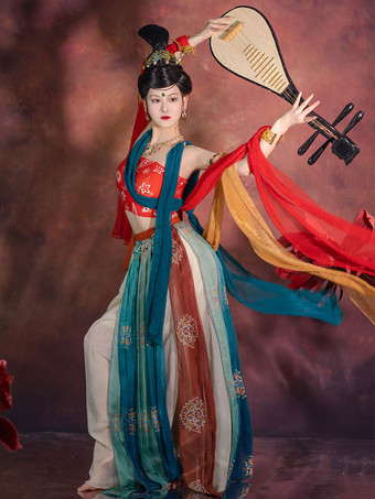 Ensemble De 3 Pièces De Robe De Style Chinois Sans Manches Tenue De Robe En Polyester Vintage Classique
