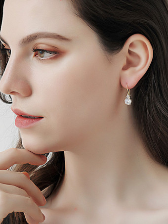 ブライダルイヤリングスライバーキュービックジルコニアラインストーンメッキピアスウェディングジュエリー