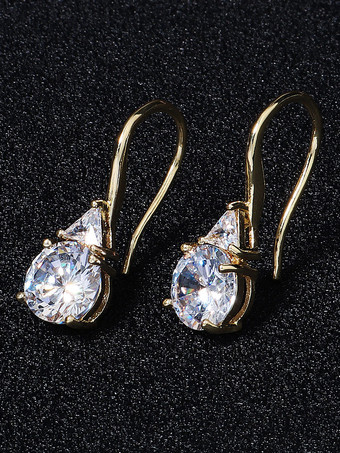 ブライダルイヤリングスライバーキュービックジルコニアラインストーンメッキピアスウェディングジュエリー