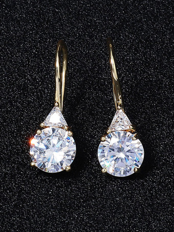 ライトゴールブライダルイヤリングスライバーキュービックジルコニアラインストーンメッキピアスウェディングジュエリー