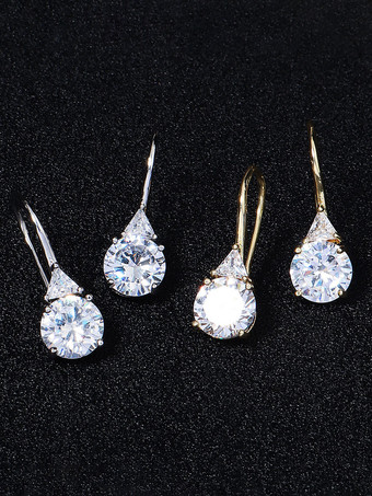 ブライダルイヤリングスライバーキュービックジルコニアラインストーンメッキピアスウェディングジュエリー