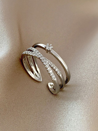 ライトゴールドメタルフィンガージュエリーラウンドブリリアントラインストーンクリスタルレディースジュエリー