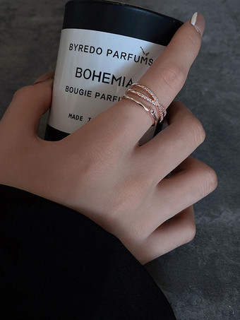 ライトゴールドメタルフィンガージュエリーラウンドブリリアントラインストーンクリスタルレディースジュエリー