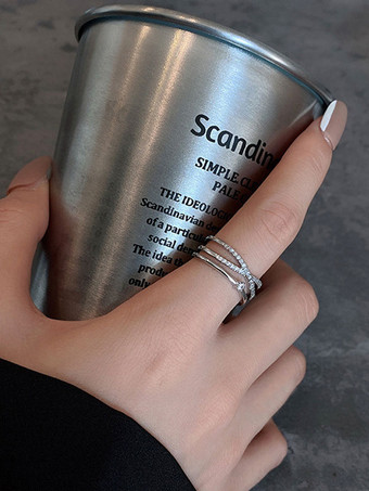 シルバー ライトゴールドメタルフィンガージュエリーラウンドブリリアントラインストーンクリスタルレディースジュエリー