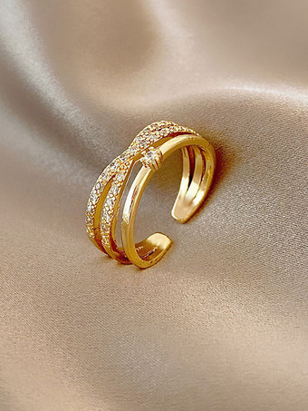 ライトゴールライトゴールドメタルフィンガージュエリーラウンドブリリアントラインストーンクリスタルレディースジュエリー