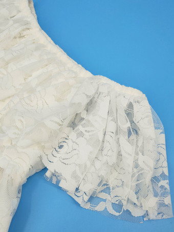 アイボリーフラワーガールドレスバトーネックノースリーブプリーツレースキッズパーティードレス