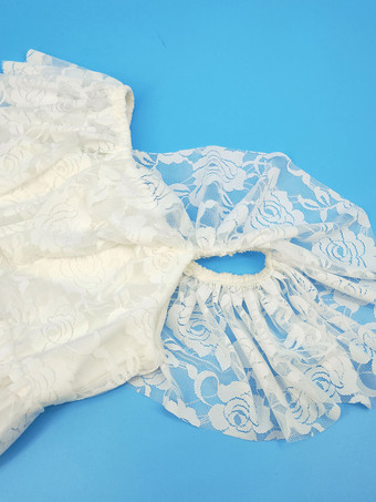 アイボリーフラワーガールドレスバトーネックノースリーブプリーツレースキッズパーティードレス