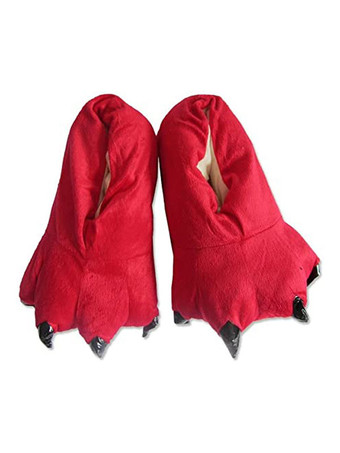 レッド着ぐるみ　フットウェア　フランネルソックスリッパ　ハロウィン　コスチューム　着ぐるみパジャマ