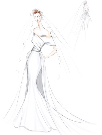 ホワイト ヴィンテージ マーメイド ウェディングドレス トレーン付き サテン オフショルダー プリーツ ブライダル ガウン 無料カスタマイズ