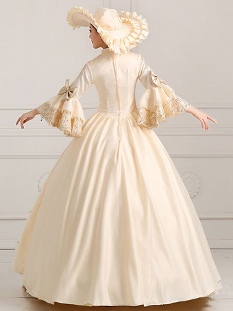 中世 ドレス プラスサイズ 女性用 プリンセス 貴族ドレス シャンパンカラー 長袖 ロココ調 祝日 レトロ ヨーロッパ 宮廷風 中世 ドレス・貴族ドレス