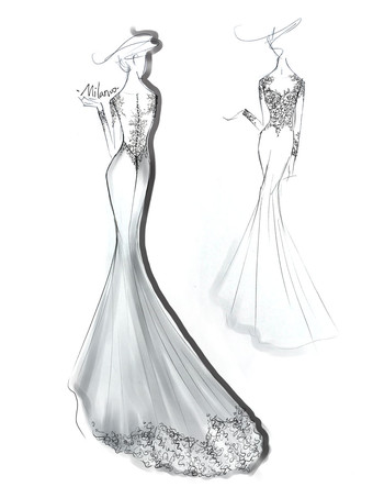 マーメイド ドレス ナチュラルウェストライン ウェディングドレス ライクラ・スパンデックス 花嫁 ブライダル ラウンドネック ホワイト オーダーメイドも可能 長袖 コートトレーン ファスナー マーメイドライン 二次会 結婚式 披露宴 ウェディング