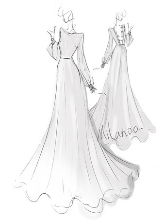 シンプルなウェディングドレスライクラスパンデックスバトーネック長袖レースAラインブライダルガウン