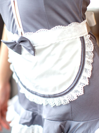 メイド服 コスプレ　コスチューム　グレイ　ハロウィン衣装　大人用　女性用　ポリエステル　ミニドレス　下着