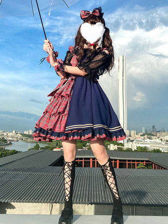 Idol Declaration Lolita JSK Dress Two Tone Plaid Lolita Jumper Gonne