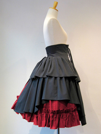 ゴシックロリータドレス SKレースアップ ロリータスカート ブルーカラーブロック