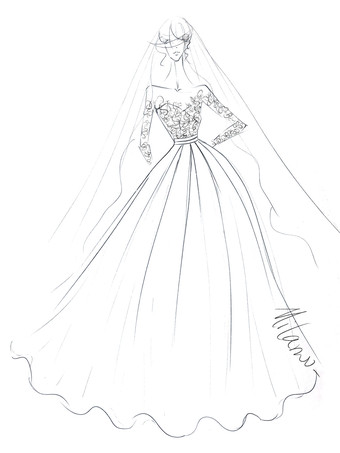 プリンセスライン ウェディングドレス ラウンドネック ブライダルドレス アイボリー 結婚式 二次会 披露宴 花嫁ドレス サテン 長袖 挙式 コートトレーン くるみボタン ウェディング ナチュラルウェストライン ウェディングドレス