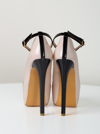 ヌード セクシー シューズ レディース プラットフォーム アーモンド アンクルストラップ パンプス ハイヒール