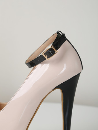 ヌード セクシー シューズ レディース プラットフォーム アーモンド アンクルストラップ パンプス ハイヒール