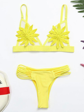 ホワイト水着　2025　セクシーなビキニ　シースルーフ　ラワーストラップ　レディースビーチ水着