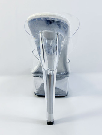 セクシーミュール PVC ラインストーン トランスペアレント 厚底