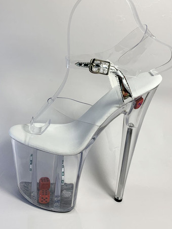 Pole Dance Schuhe Frauen Sexy Schuhe Transparente Plattform Offene spitze Schnalle Detail Stripper Schuhe High Heel Sandalen Stripper Schuhe