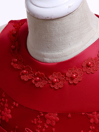 フローラルガールドレス　2026　レースリボン　Aライン　キッズ　ショートフォーマルパーティードレス