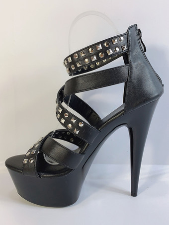 Pole Dance Shoes Rivets Platform Leather Open Toe Sexy Sandals