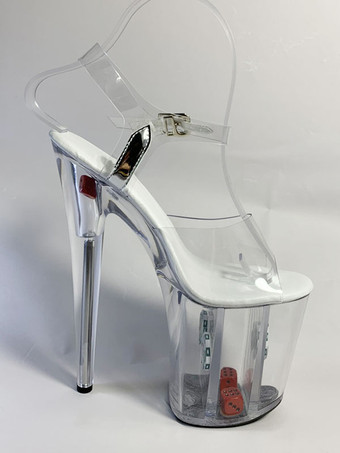Pole Dance Schuhe Frauen Sexy Schuhe Transparente Plattform Offene spitze Schnalle Detail Stripper Schuhe High Heel Sandalen Stripper Schuhe