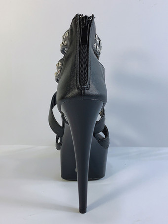 Pole Dance Shoes Rivets Platform Leather Open Toe Sexy Sandals