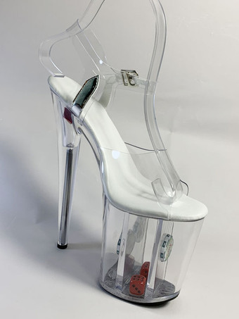 Pole Dance Schuhe Frauen Sexy Schuhe Transparente Plattform Offene spitze Schnalle Detail Stripper Schuhe High Heel Sandalen Stripper Schuhe