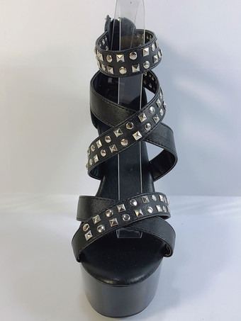 Pole Dance Shoes Rivets Platform Leather Open Toe Sexy Sandals