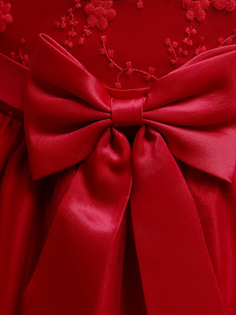 フローラルガールドレス　2026　レースリボン　Aライン　キッズ　ショートフォーマルパーティードレス