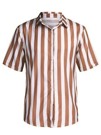 Men's Casual Shirt Turndown Collar Chic Stripes Red Men's Shirts