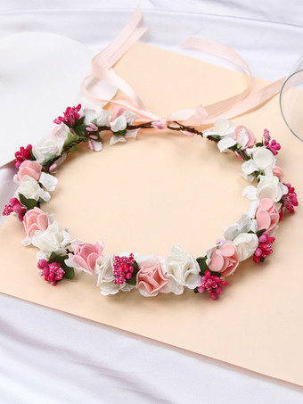 ピンク白いかぶと結婚式の帽子PVCブライダルヘアアクセサリー