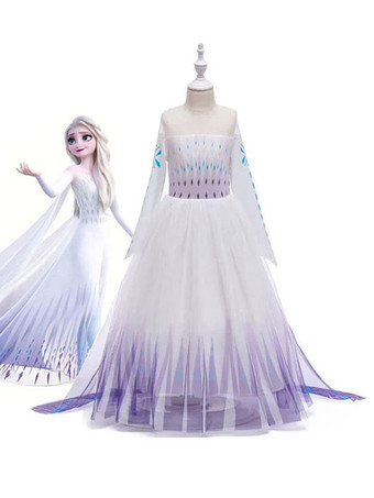 Frozen 2 Elsa Dress Cosplay Costume For Kids With Cosplay Props