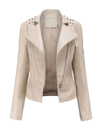 ホワイト 女性のモト ジャケット PU レザー スプリング ショート アウターウェア ワインレッド