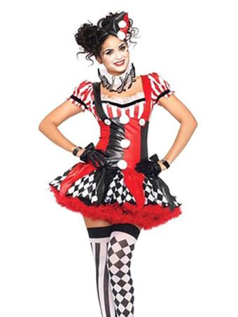 Harley Quinn Costume nero e rosso Costume da giullare da circo Costume da  carnevale Vestito da donna di carnevale Halloween 