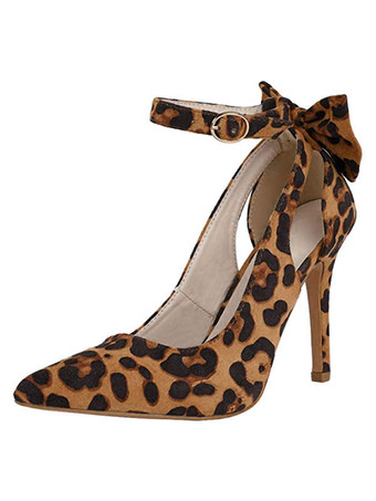 女性用パンプスアンクルストラップポインテッドトゥスティレットヒールボウシックブルゴーニュ