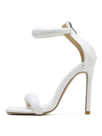 女性のフグ アンクル ストラップ スティレット ウエディング ヒール サンダル ブライドメイド シューズ