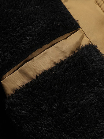 男性ジャケットカジュアル毎日カジュアルスタンドカラー長袖ファーフード付きカーキフグコート