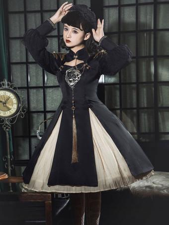 Donna Cameriera Grembiule Dress Manica Corta Sweet Gothic Lolita Abiti