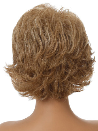 合成ウィッグシャンパンカーリー耐熱繊維ショートウィッグ
